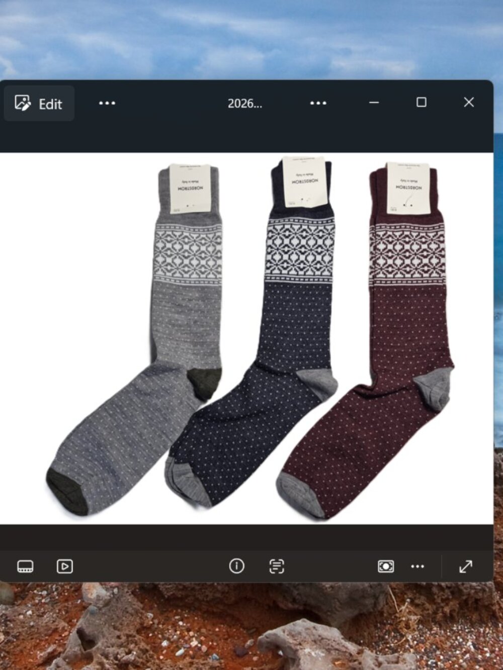 Nordstrom Men Burgundy Navy Grey Fair Isle Wool Blend Socks O/S One Size 6-12.5